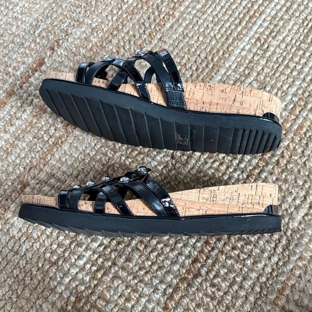 Donald J. Pliner Black Strappy Sandals with Silver Accents - Picture 3 of 3